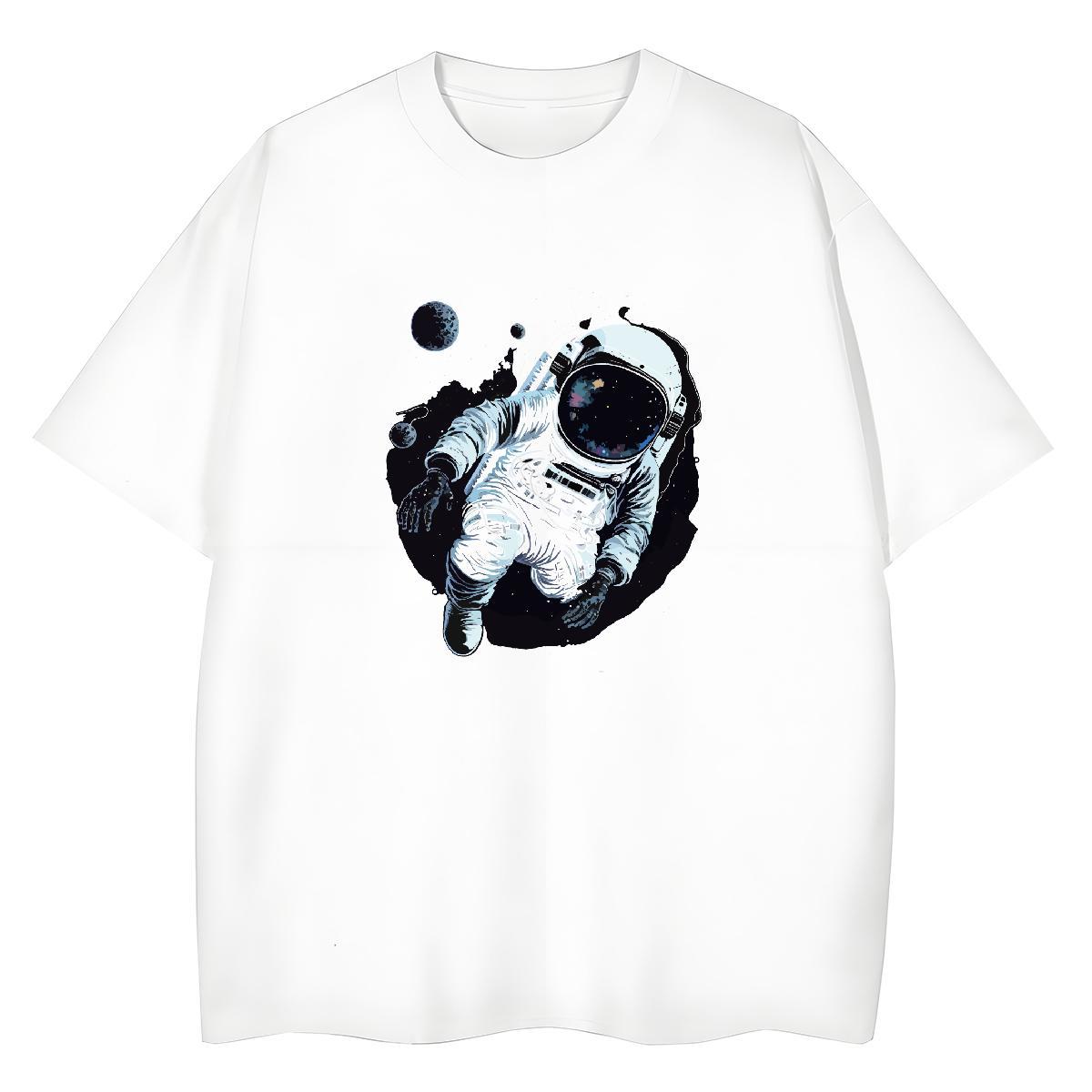 Lady Tshirt for Man Woman 100% Cotton 230g universe Sports Street Wear Woman T Shirts Short sleeve Soft Cartoon Printing L-4XL Polos
