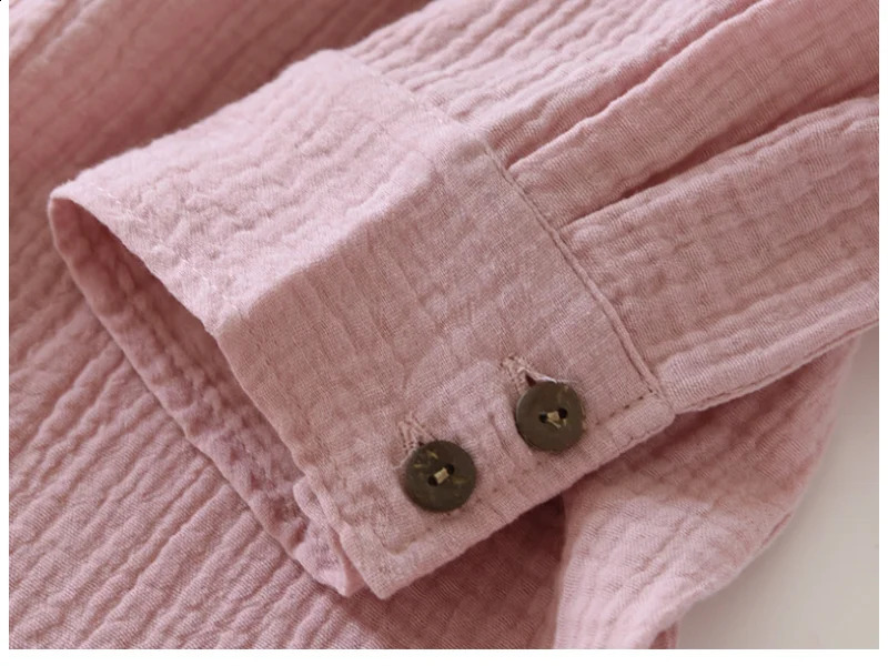 Retro 100 Cotton Shirt Blouses For Women Fashion Casual Turn Down Collar Long Sleeve Top Blusas Mujer Gratis 240823