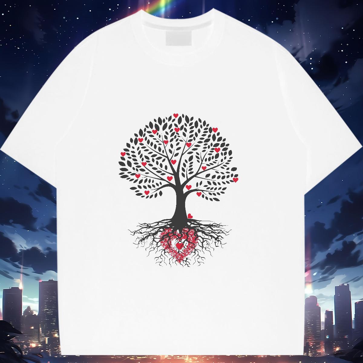 Popular Womens Tshirts 230g Cotton painting Casual Beach T shirt Crew Neck Breathable Cartoon Floral Printing Tops Tees