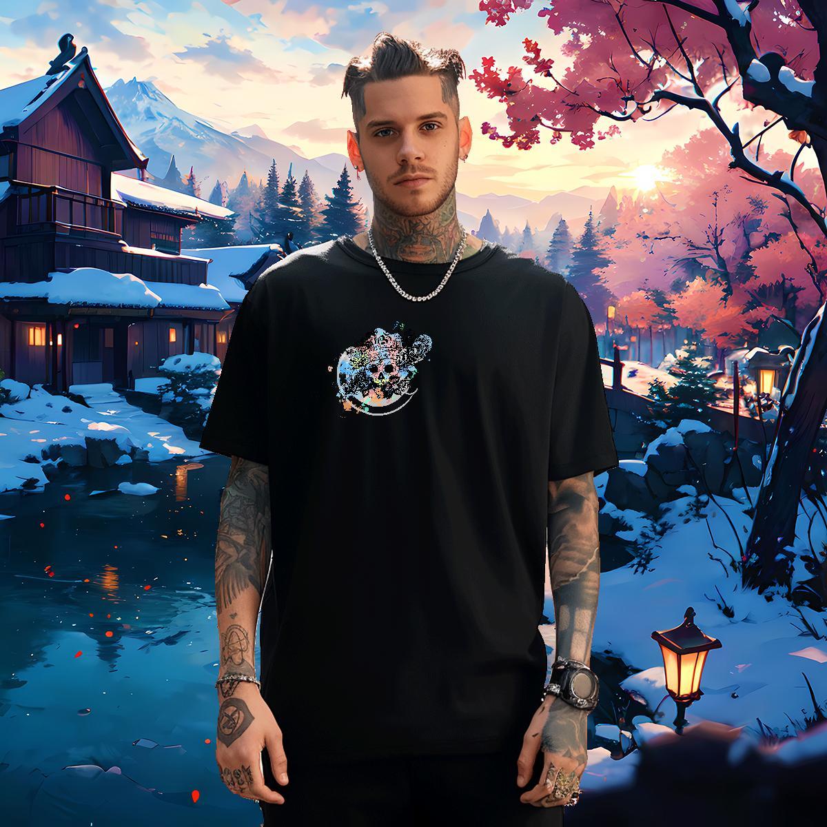 Cool Design T-Shirts 230g Cotton skull Daily Wear Plus Size Cartoon Short Sleeve O-Neck Men Tshirts Casual New Clothes