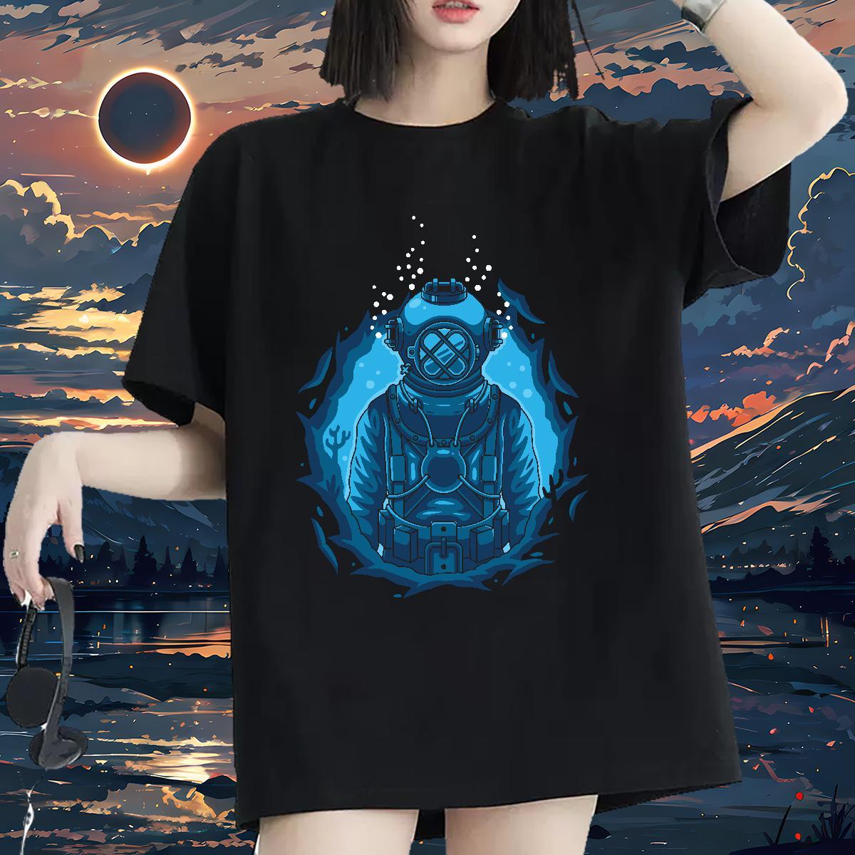 Lady Tshirt for Man Woman 230g Cotton outer space Outdoor Women T Shirts Breathable Soft DIY Logo Tee Shirt