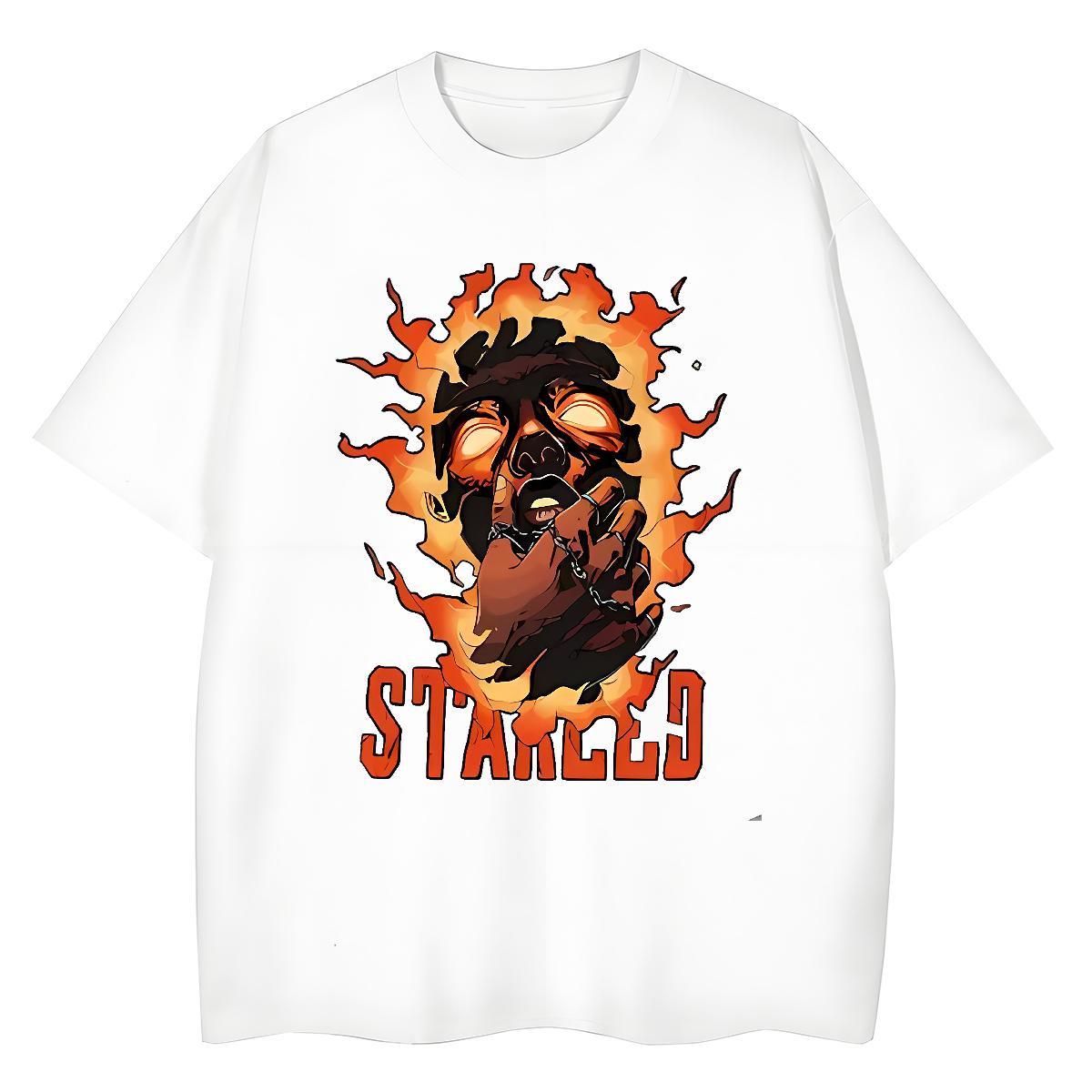 Unisex Men T Shirts 230g 100% Cotton skull Daily Wear Cartoon Printing L-4XL O Neck Short Sleeves Men Clothes T-Shirt DIY Customized Tees