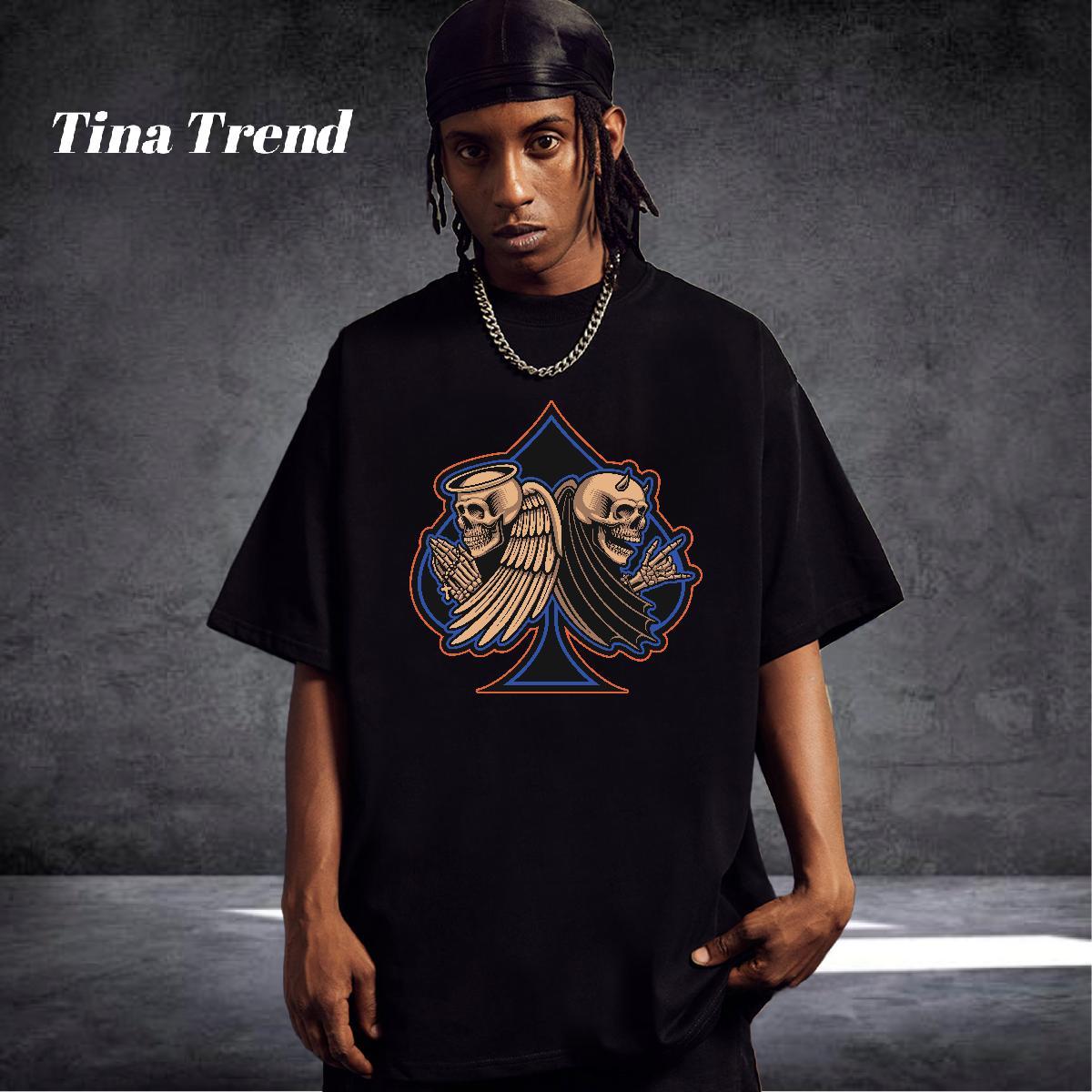 TOP Quality Man T Shirts 230g Cotton skull Summer Casual Customized Breathable Short Sleeve Men Tops Tees Designer Fashion Tee Shirt