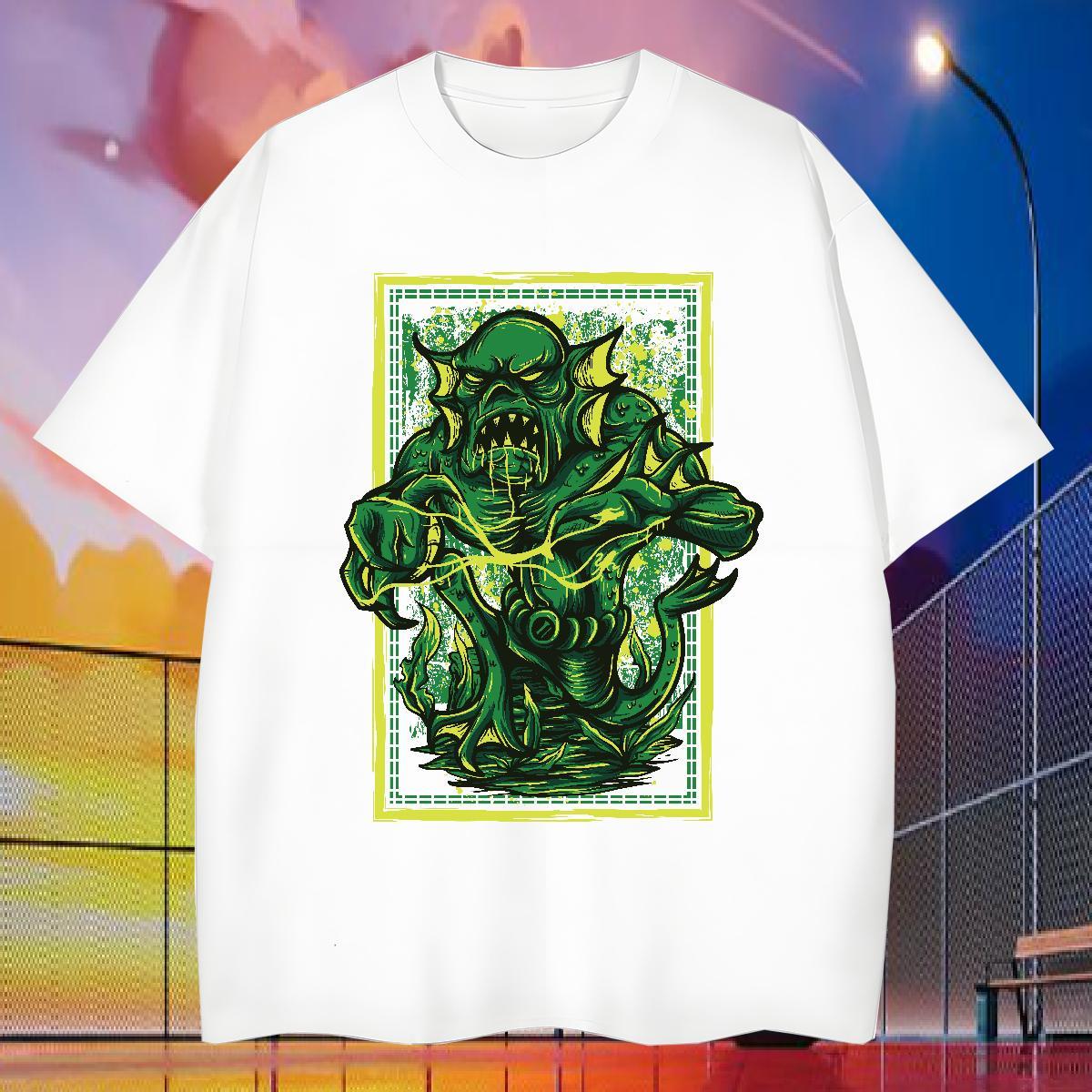TOP Quality Mens T Shirts 230g 100% Cotton ET Street Wear DIY Printed O-Neck Short Sleeve Men Tshirts 2024 Summer Clothes