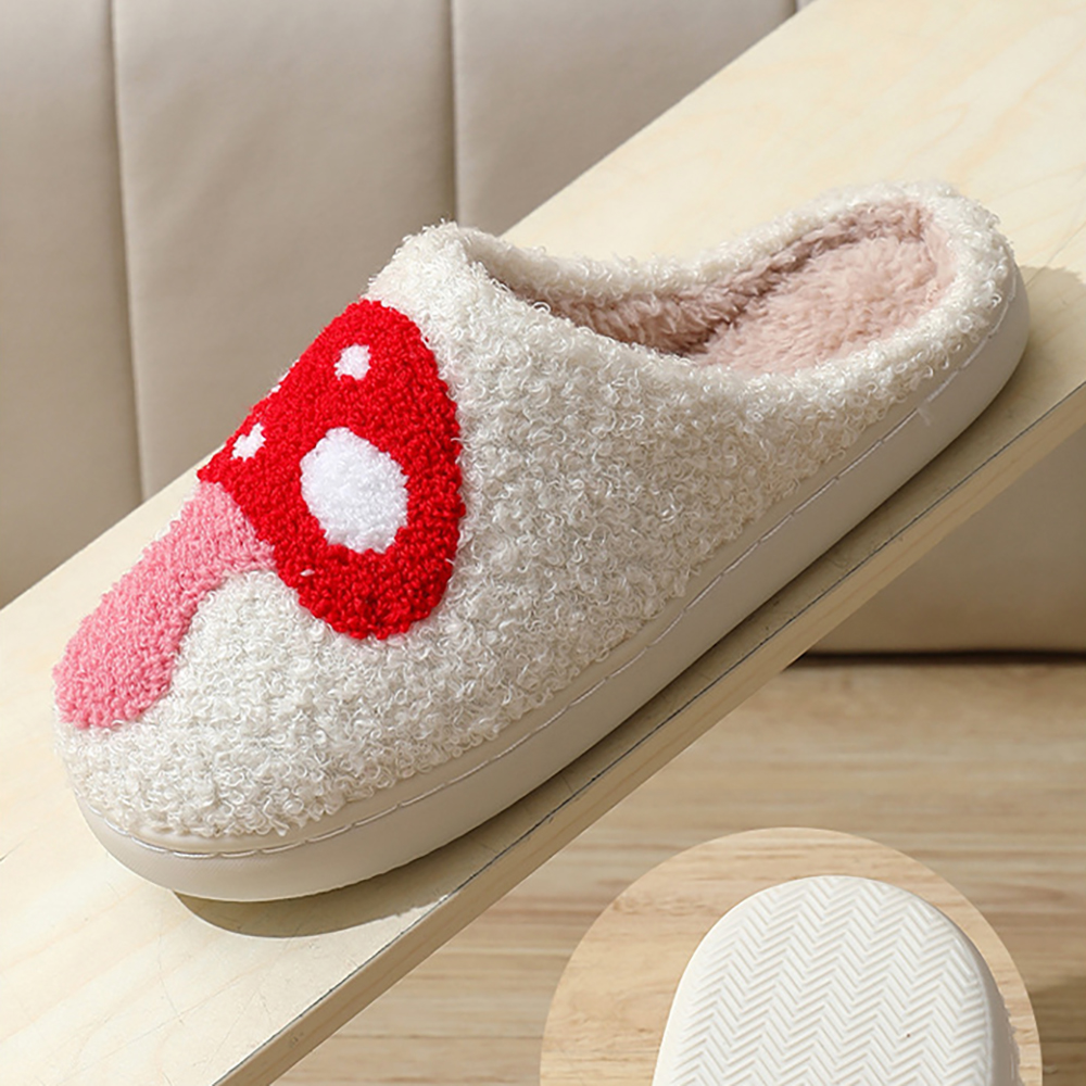 Designer Fashion Cartoon Pattern Slippers Women Plush Winter Comfortable Warm Flat Slipper Smiley Face Christmas Halloween Skull Ladies Classic Slippe