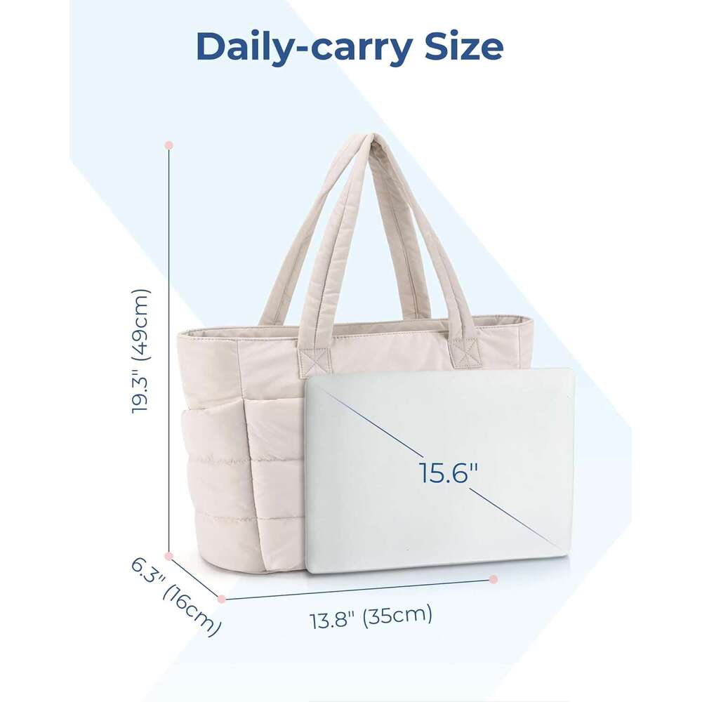 for Women, Lightweight Puffy Tote with Compartments Shoulder Bag