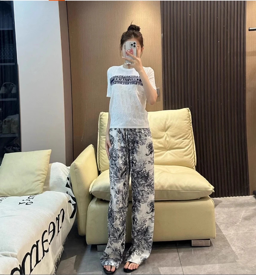 Spring Summer tie-dye ink painting pants mens and womens ancient ink dye vertical plus-size casual pants 240824