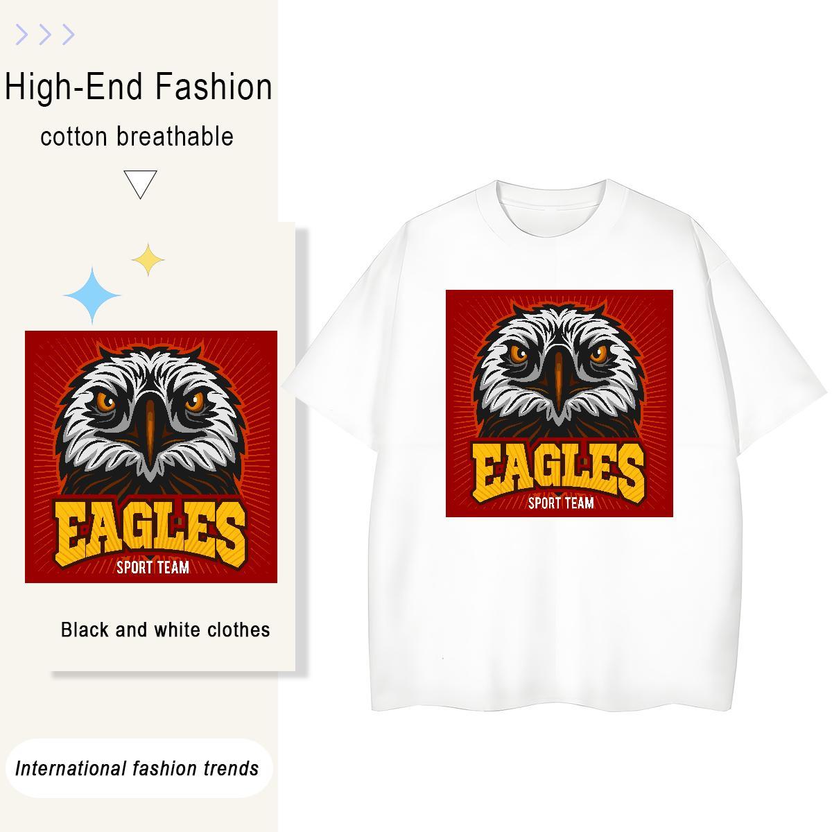 DIY Men Tees eagle Street wear Hip Hop 230g Cotton Tee Shirt O Neck Short Sleeves Classic T-Shirts for Men Custom Print Oversized