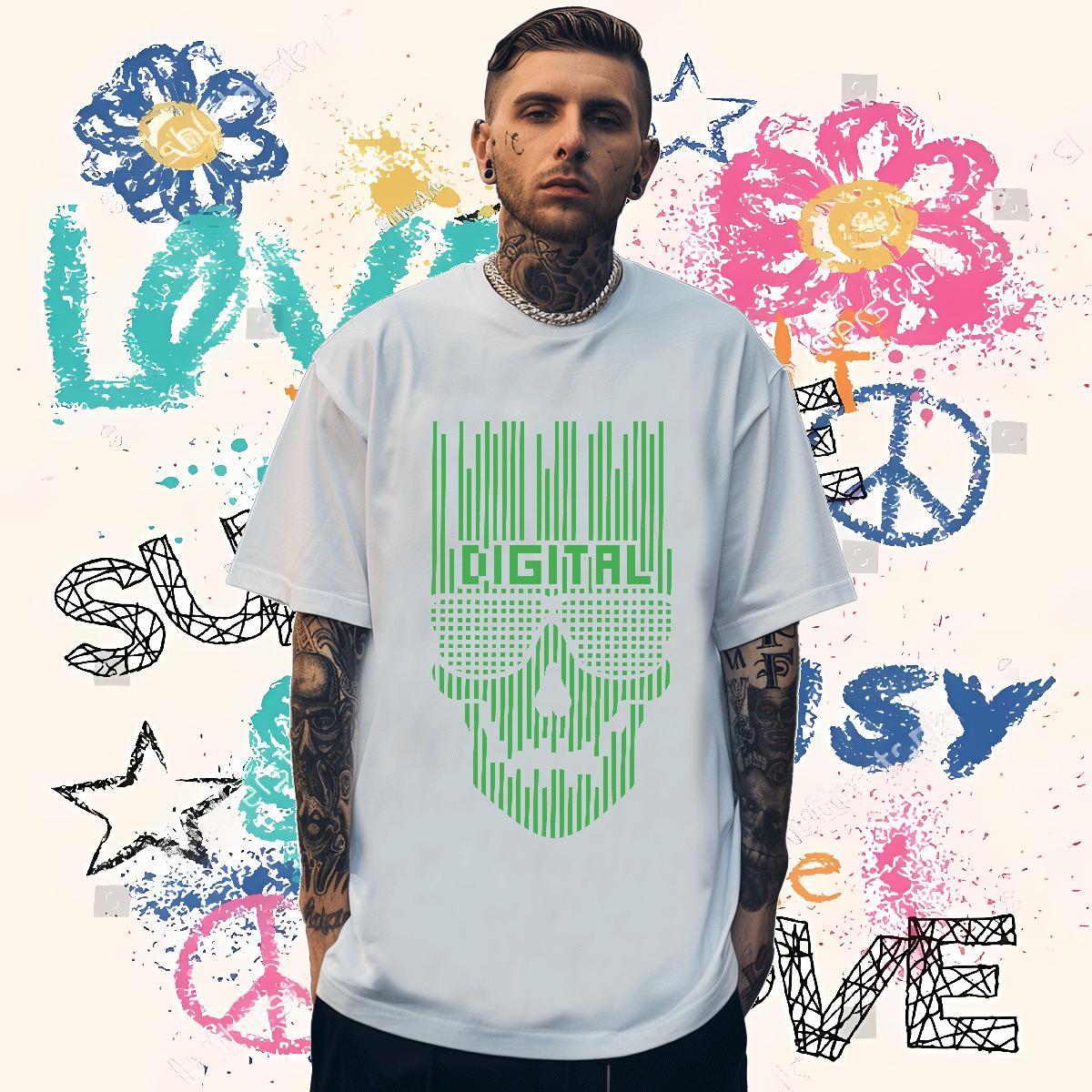 Designer T Shirt For Man 230g Pure Cotton skull Casual Daily Wear Asian Size Short Sleeve O-Neck Men Clothes T-Shirt Factory Direct Tshirts