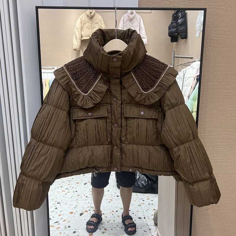 Women's Down Parkas 2023 New Winter Fluffy Oversized Puffer Jacket Women Large Lapel Warm Casual 90% White Duck Down Coat Female Short Parka Y240