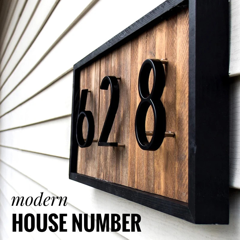 125mm Floating House Number Letters Big Modern Door Alphabet Home Outdoor 5 in.Black Numbers Address Plaque Dash Slash Sign #0-9 240823