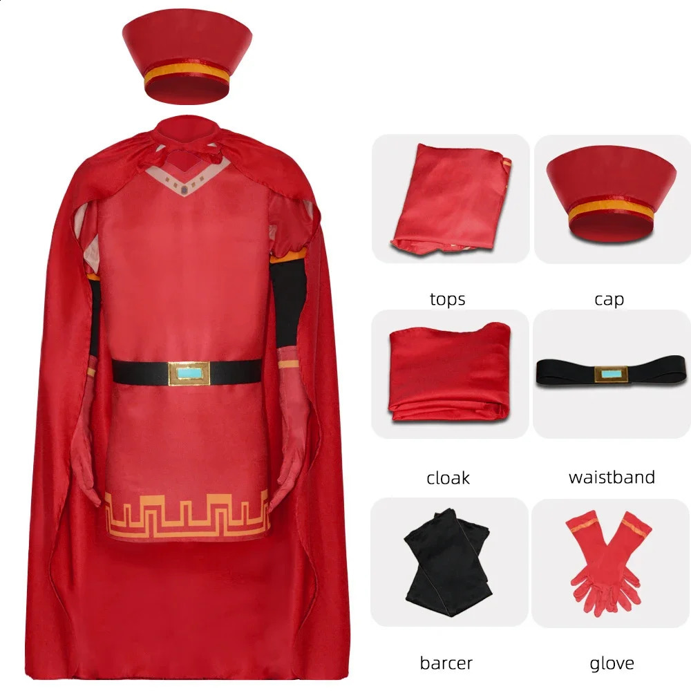 Lord Farquad cosplay anime costume uniform cloak gloves hat set medieval Halloween party red 240823