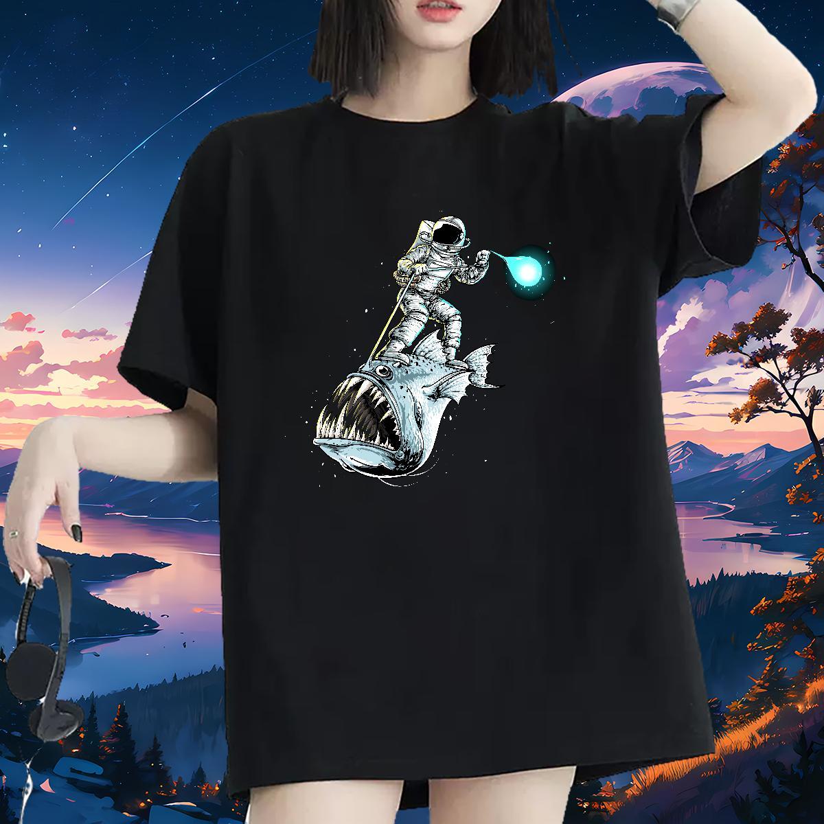 Female Unisex Tshirts 230g Pure Cotton universe Home Outdoor T-Shirts for Women Round Neck Short Sleeve Custom Print Plus Size Polos