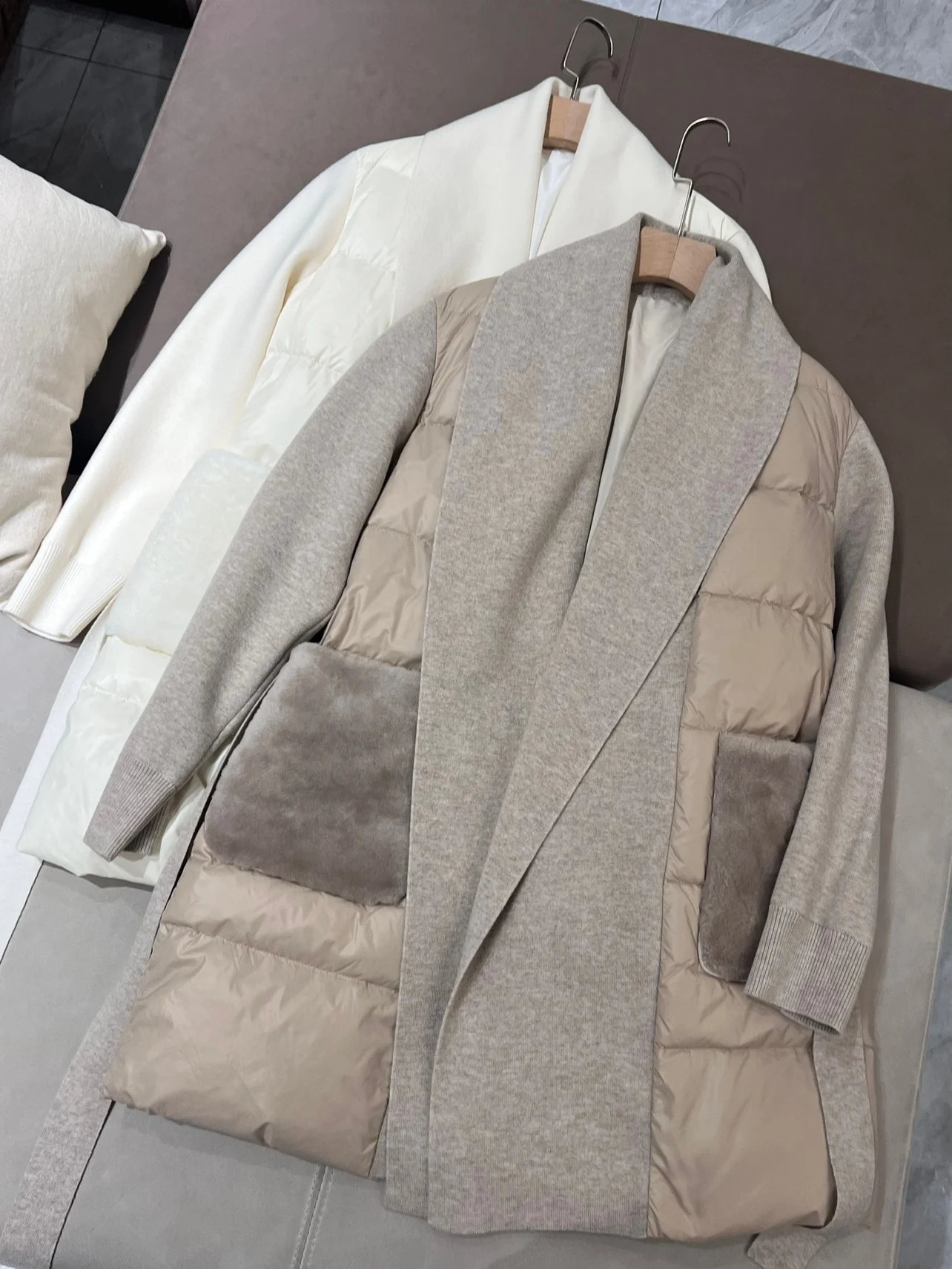 Womens down jacket cashmere knitted sleeves outerwear womens casual clothing warm winter fabric LP goose 240823 - view 6