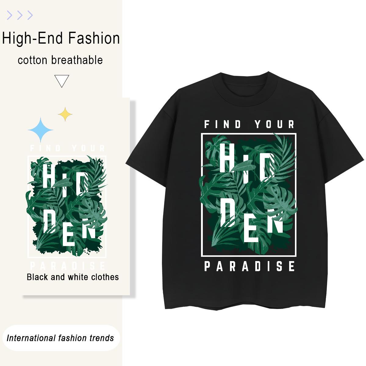 Classic Casual Men Tops Tees tree Home Outdoor 230g Cotton Tshirts Short Sleeve O-Neck High Quality Mens T Shirts Custom Cartoon