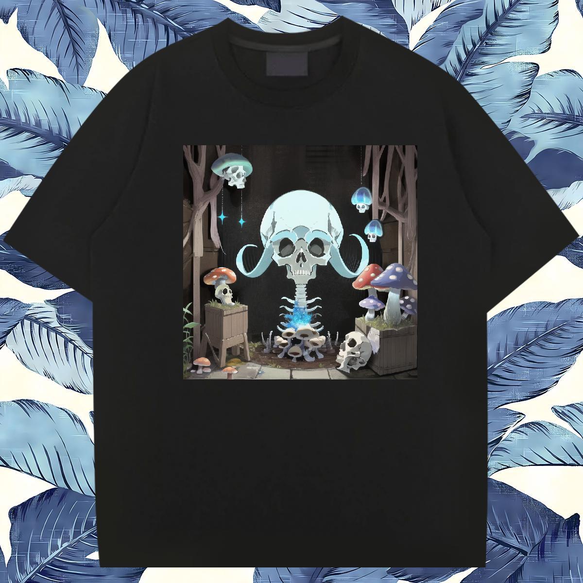Designer T Shirts Men 230g Pure Cotton skull Sports Casual DIY Printed Crew Neck Breathable Tshirts 2024 New Tees Shirts