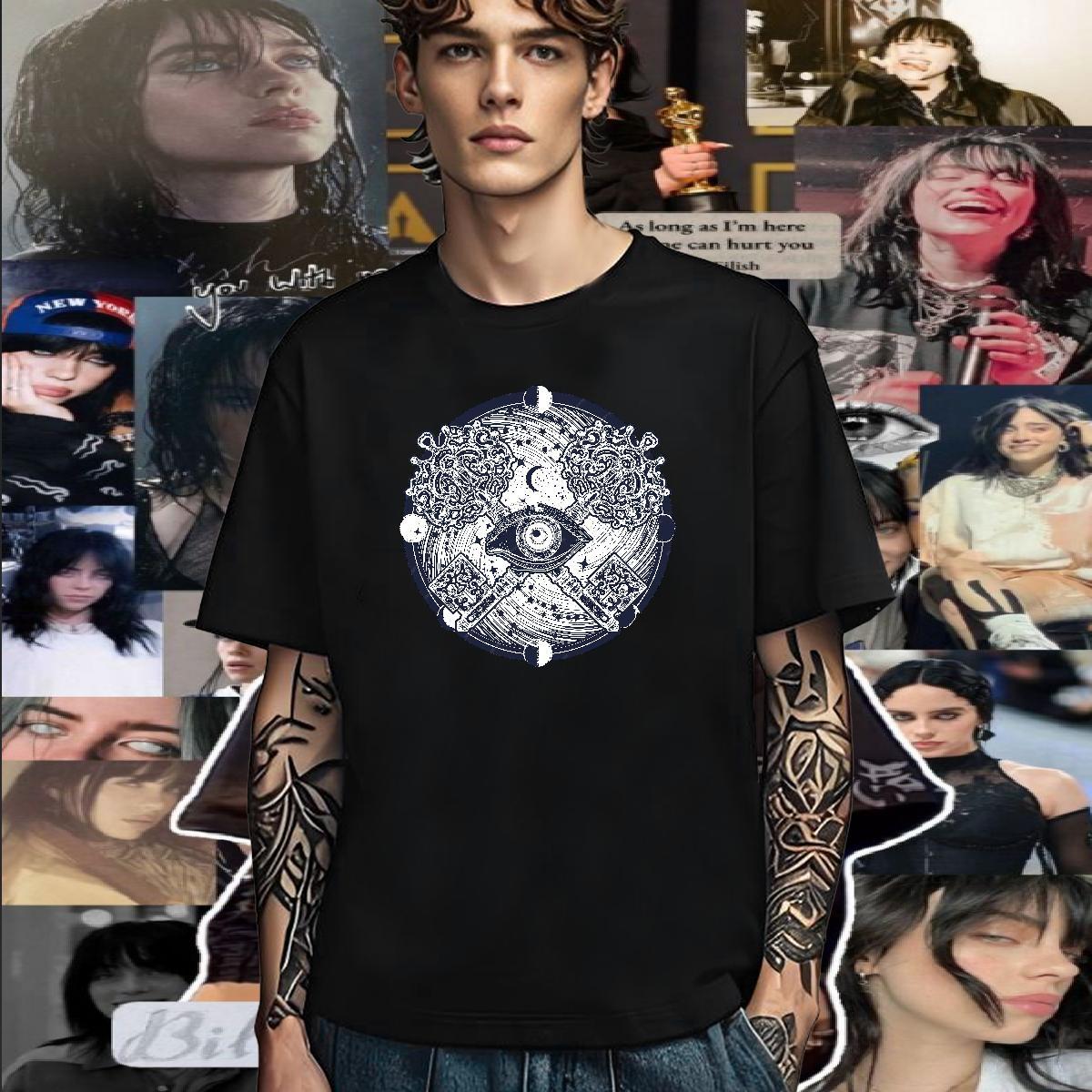 Brand T shirt 230g Cotton eye of the devil Daily Outfit Graphic Round Neck Short Sleeve Men Tshirts Fashion Tees Shirts