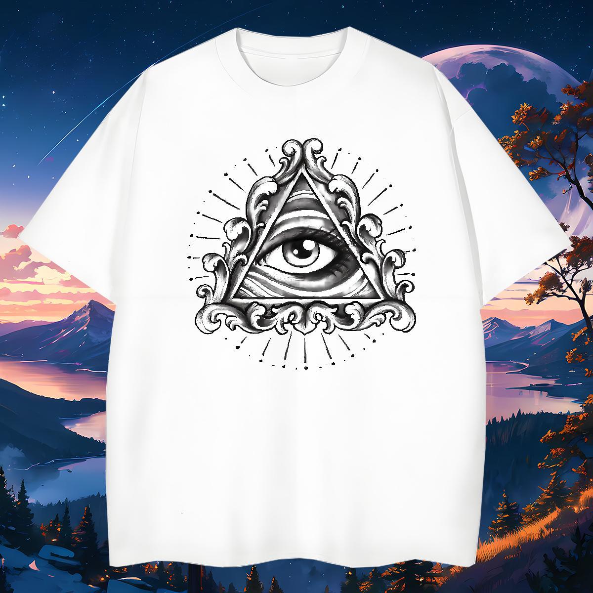 Classic T-Shirts for Men 100% Cotton 230g eye of the devil Street DIY Anime Breathable Tshirt for Man Woman New Designer Clothes