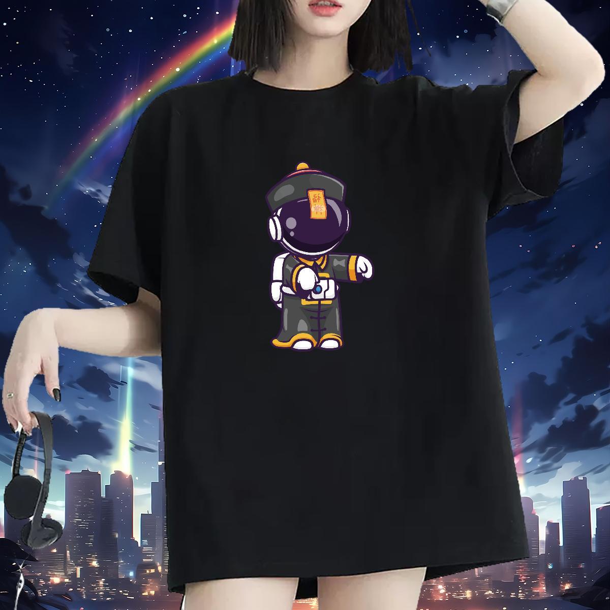 Brand Unisex Tshirts 230g 100% Cotton cosmonaut Sports Street Wear Woman T Shirts O Neck Short Sleeves DIY Anime Clothes