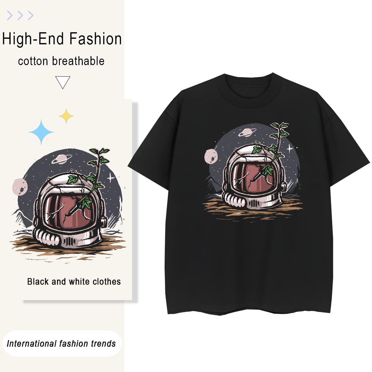 Wholesale Women Tshirts 230g Cotton cosmonaut Sports Street Wear T-Shirts for Women Comfortable DIY Anime Printed Tops Tees