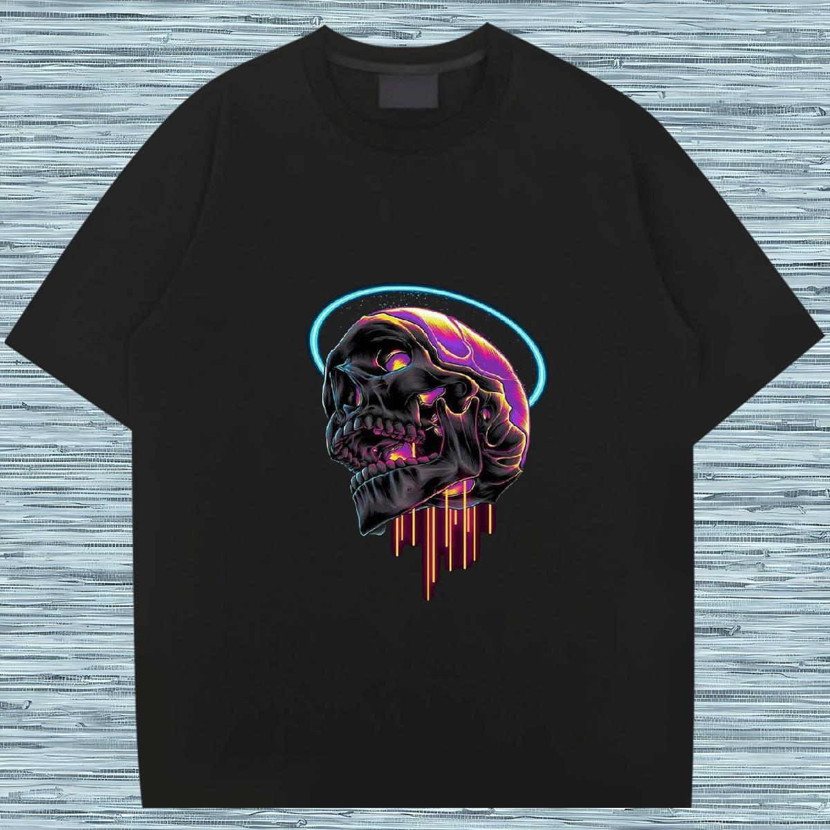 Cool Design T Shirt For Man 230g 100% Cotton skull Outdoor Cartoon Printing L-4XL O Neck Short Sleeves Mens Tshirts Custom Wear