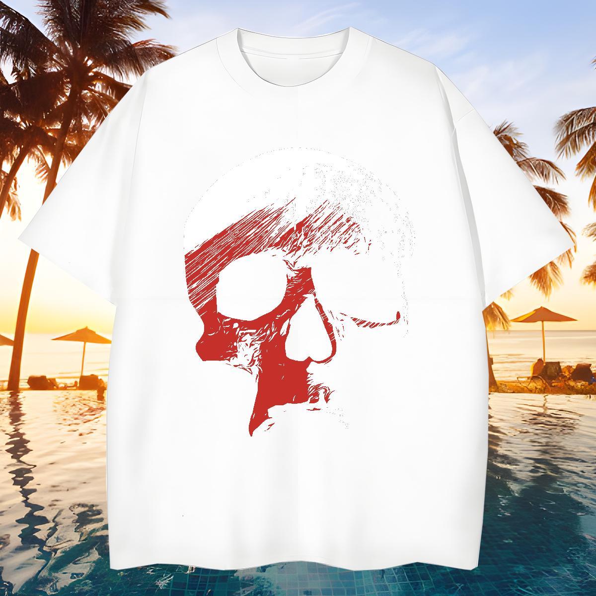 Free Shipping T shirt 100% Cotton 230g skull Summer Casual Custom Print Plus Size Breathable Short Sleeve Men Tops Tees Fashion Design Tshirts