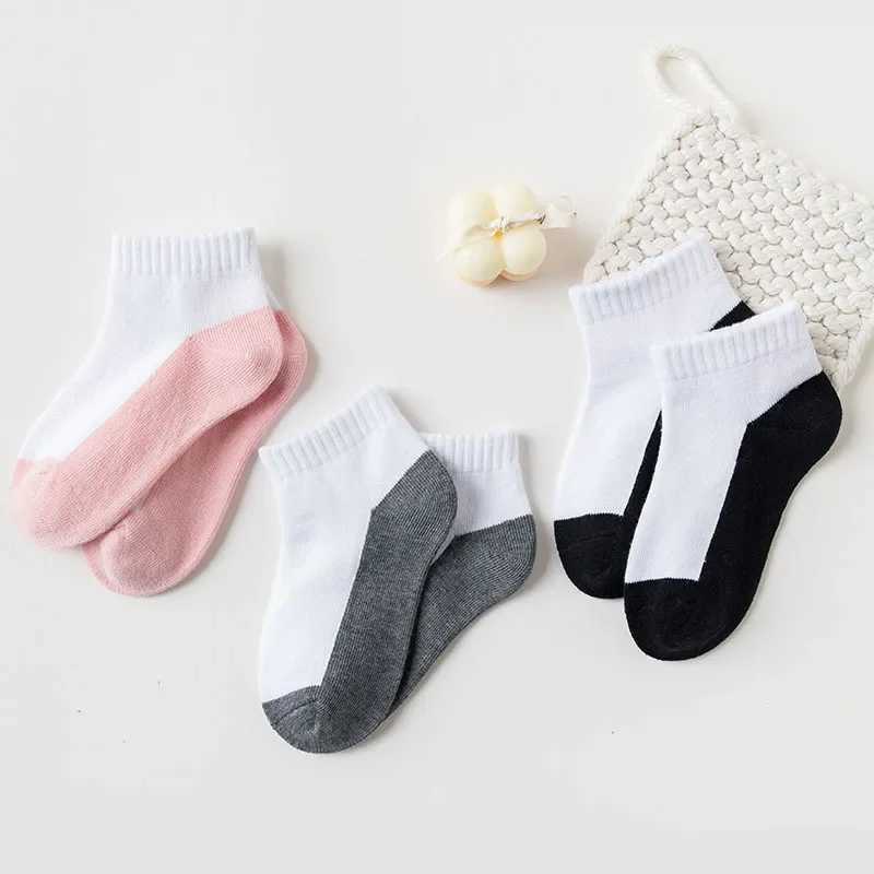 5 Pairs/Lot Summer Children Socks 100% Cotton Kids Fashion Black White Gray Baby Girl Boy Socks Casual Short Socks For 1-12 Year CL240824