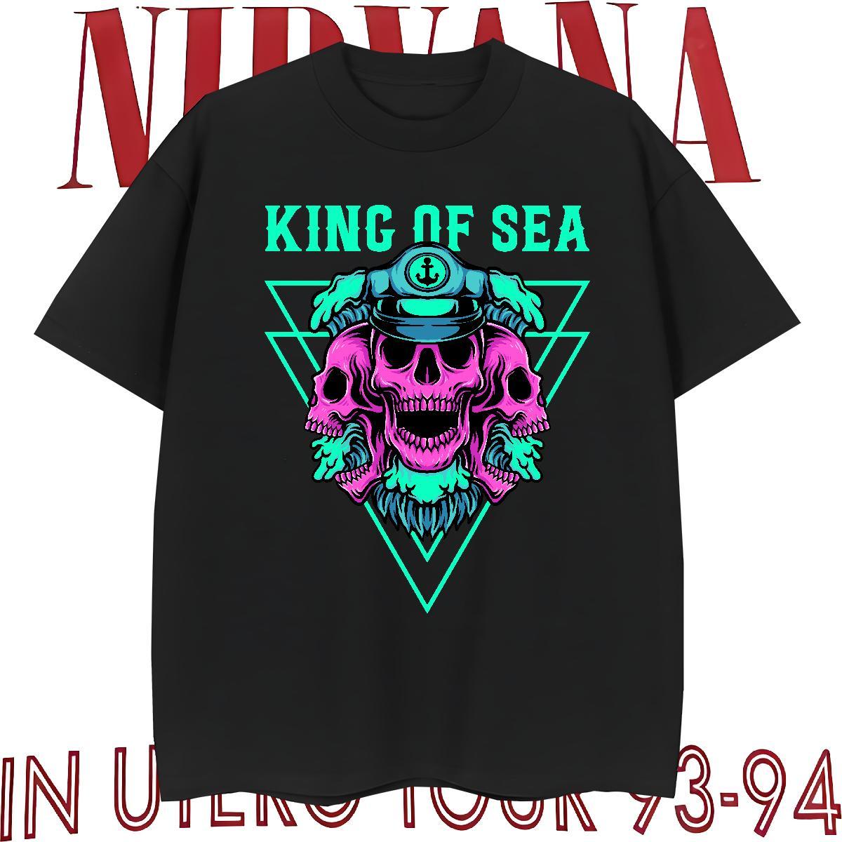 Classic T-Shirts for Men 230g 100% Cotton skull Beach Cartoon Printing L-4XL Breathable Crew Neck Men Clothes T-Shirt DIY Tee Shirt