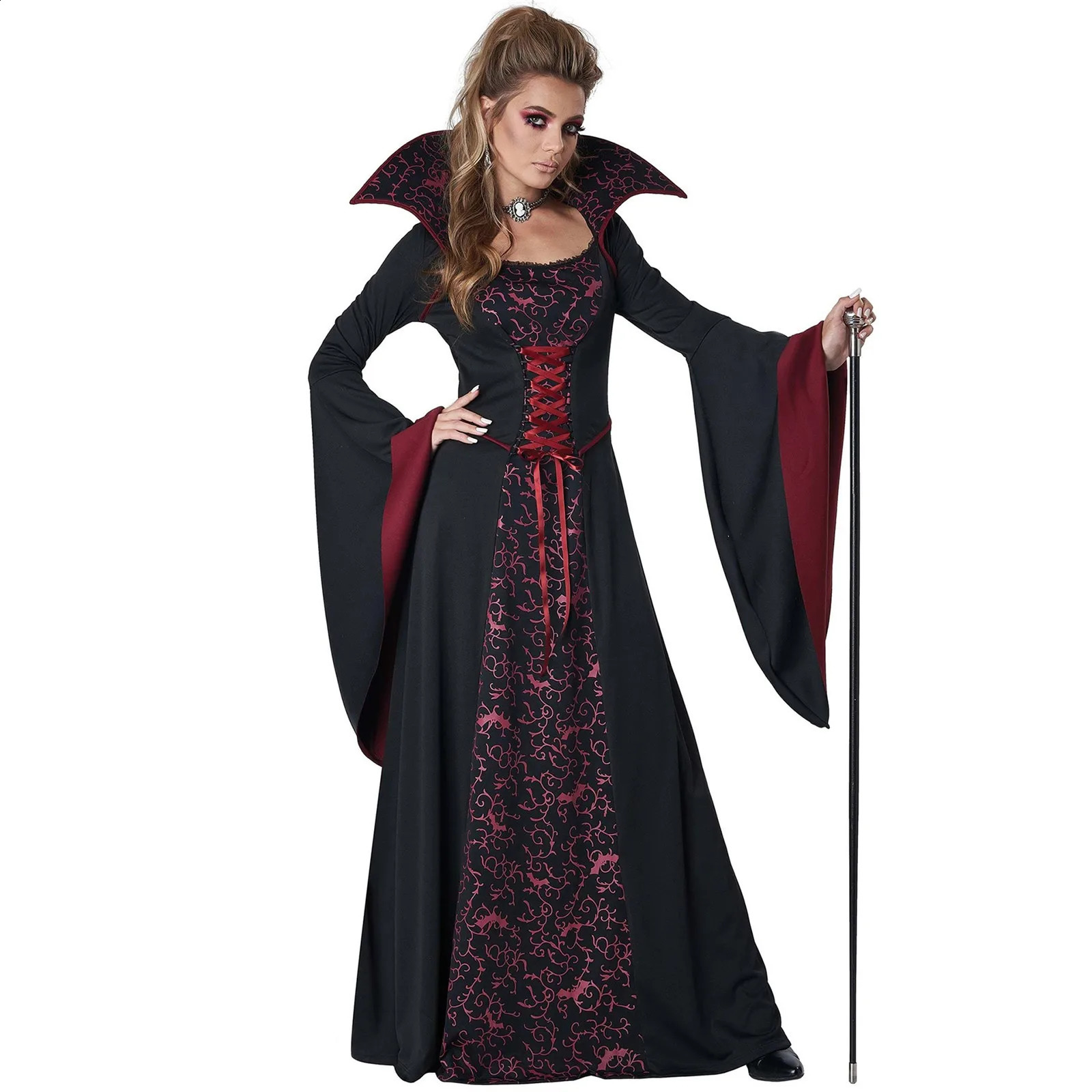 Halloween costume adult female queen dress witch Easter demon bride death roleplaying retro court 240823