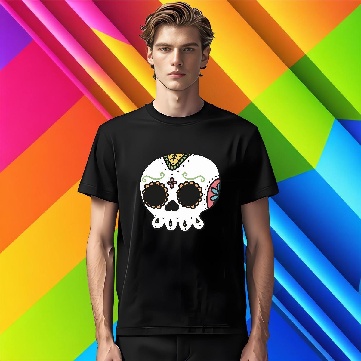 Cool Design T-Shirts 230g Cotton skull High Street Hip Hop DIY Printed Breathable Soft Men Clothes T-Shirt Wholesale Tee Shirt