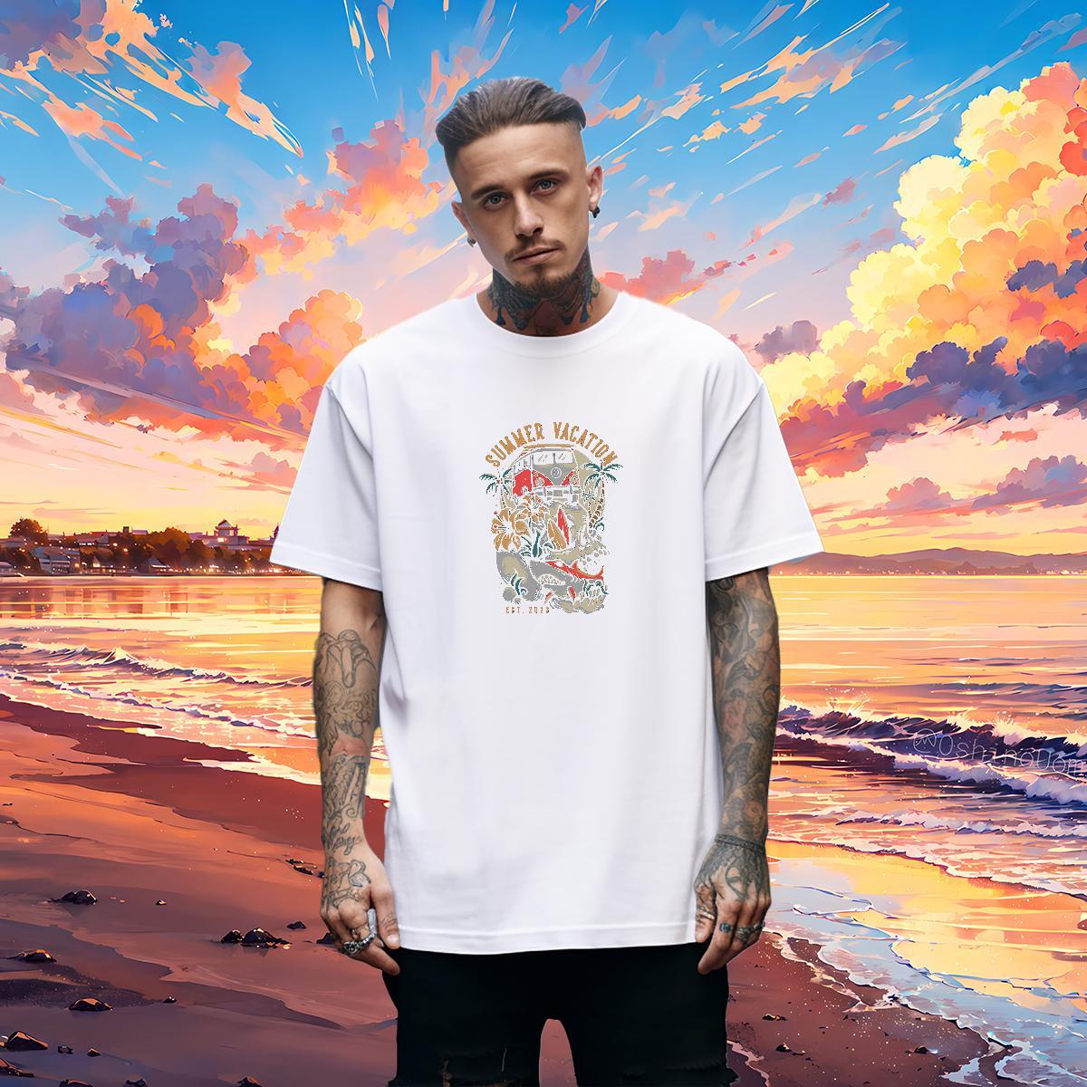 Brand Man T Shirts 230g 100% Cotton skull Spring Summer Customized Print O-Neck Short Sleeve Tshirt for Man Woman Fashion Designer Wear