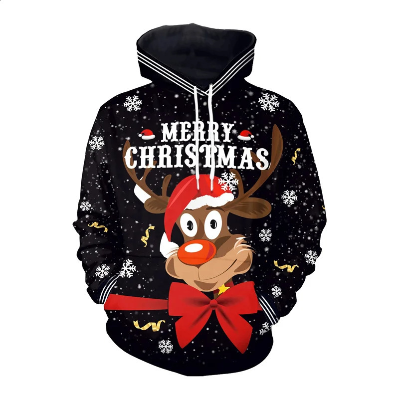 Funny Christmas Gifts 3D Printed Hoodies For Men Clothes Fashion Elk Sock Santa Claus Graphic Sweatshirts Casual Tracksuit Tops 240823
