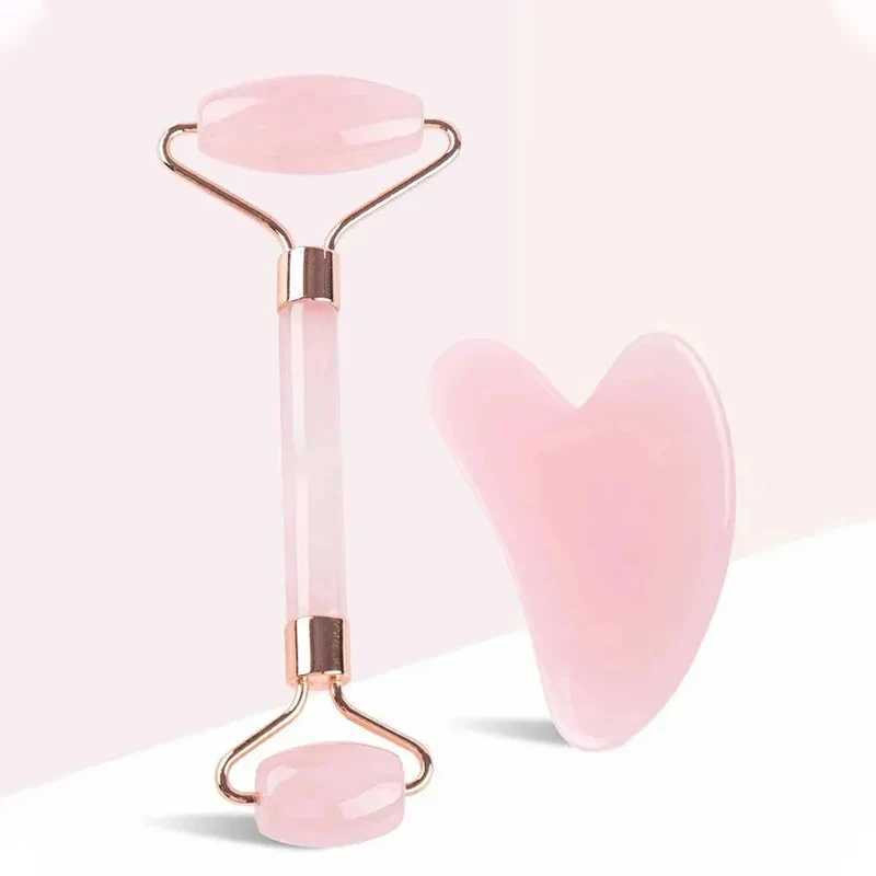 Face And Neck Massager Resin Roller Beauty Scraping Double-ended Massage Stick To Unblock And Relax Non-rose Crystal Jade CL240824