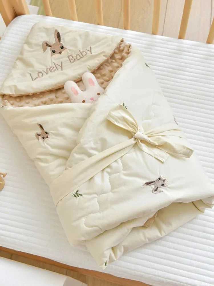 Winter Thick Baby Swaddle Blanket Wrap Soft Fleece Warm Comforter Quilt Newborn Sleeping Bag Envelope Infant Bedding Baby Stuff M240824