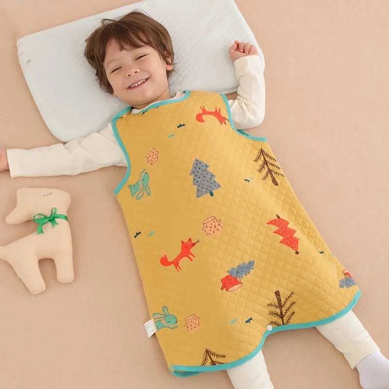 Children Jumpsuit Pajamas Newborn Sleeping Bag With Snap Buttons Spring Autumn Winter Baby Cotton Interlayer Vest Sleeping Bag M240824