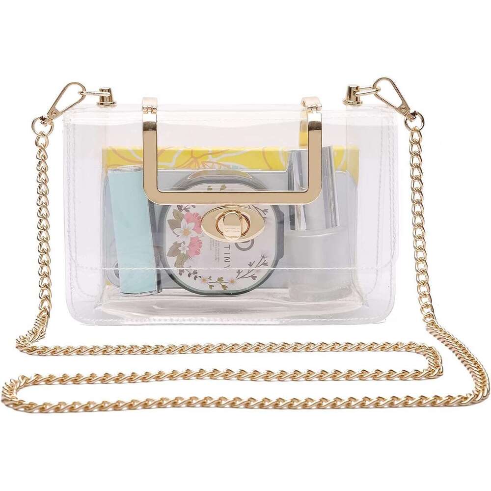 Clear Purse for Women, Clear Crossbody Bag,Transparent Clutch Clear Purse Crossbody Shoulder Stadium Approved Bags