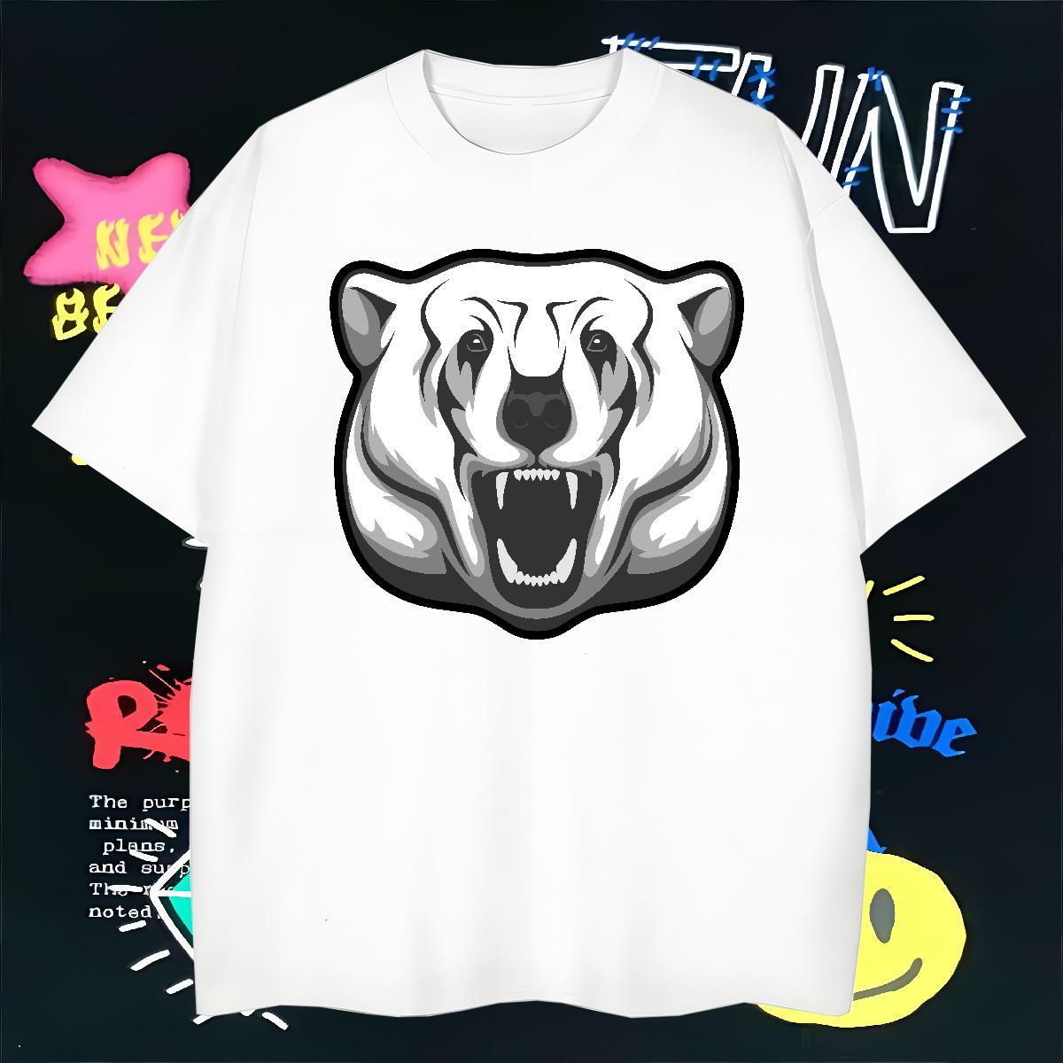 2024 Men Tees bear Home Outdoor 230g 100% Cotton Tees Shirts Breathable Crew Neck Wholesale T Shirt For Man DIY Anime