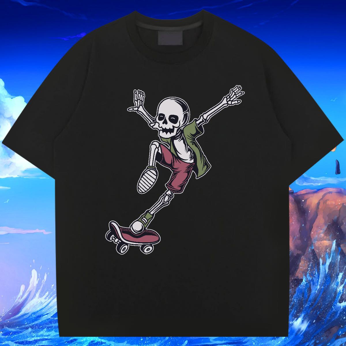 Free Shipping Men T Shirts 100% Cotton 230g skull Hip Hop Street White Plus Size Breathable Short Sleeve Men Clothes T-Shirt Factory Direct Tshirts