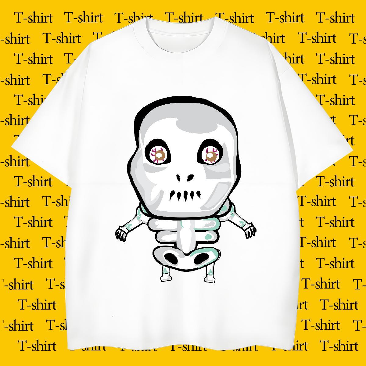 Unisex T Shirts Men 100% Cotton 230g skull Street Skull Short Sleeve O-Neck Men Tees Casual New Tops