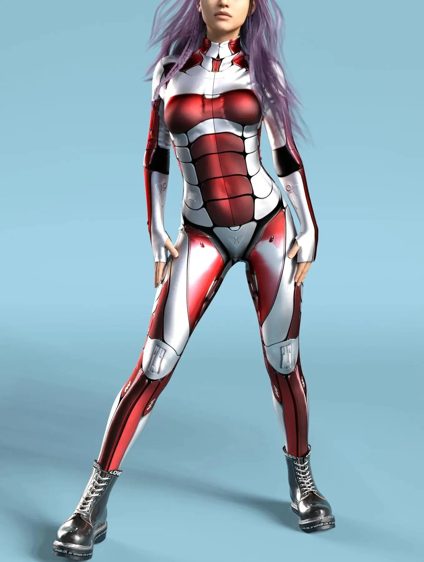 Mechanical cyberpunk tight fitting womens zipper jumpsuit Zentai 3D Halloween game party costume female roleplaying set 240823