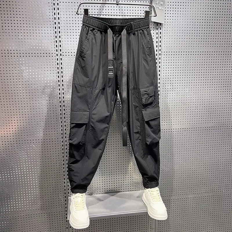 Street Tech Freight Wide Leg Pants Black Hip Hop Loose Harem Trouser Travel Leisure Sports High Quality Mens Wear 240823