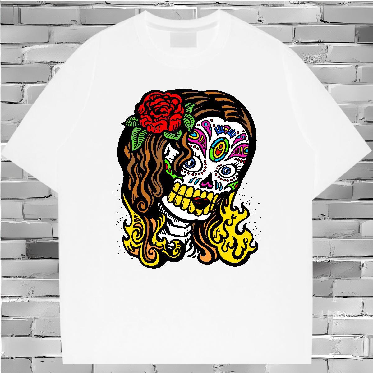 Wholesale T Shirt For Man 100% Cotton 230g skull Sport Oversized O-Neck Short Sleeve Tshirt for Man Woman New Polos