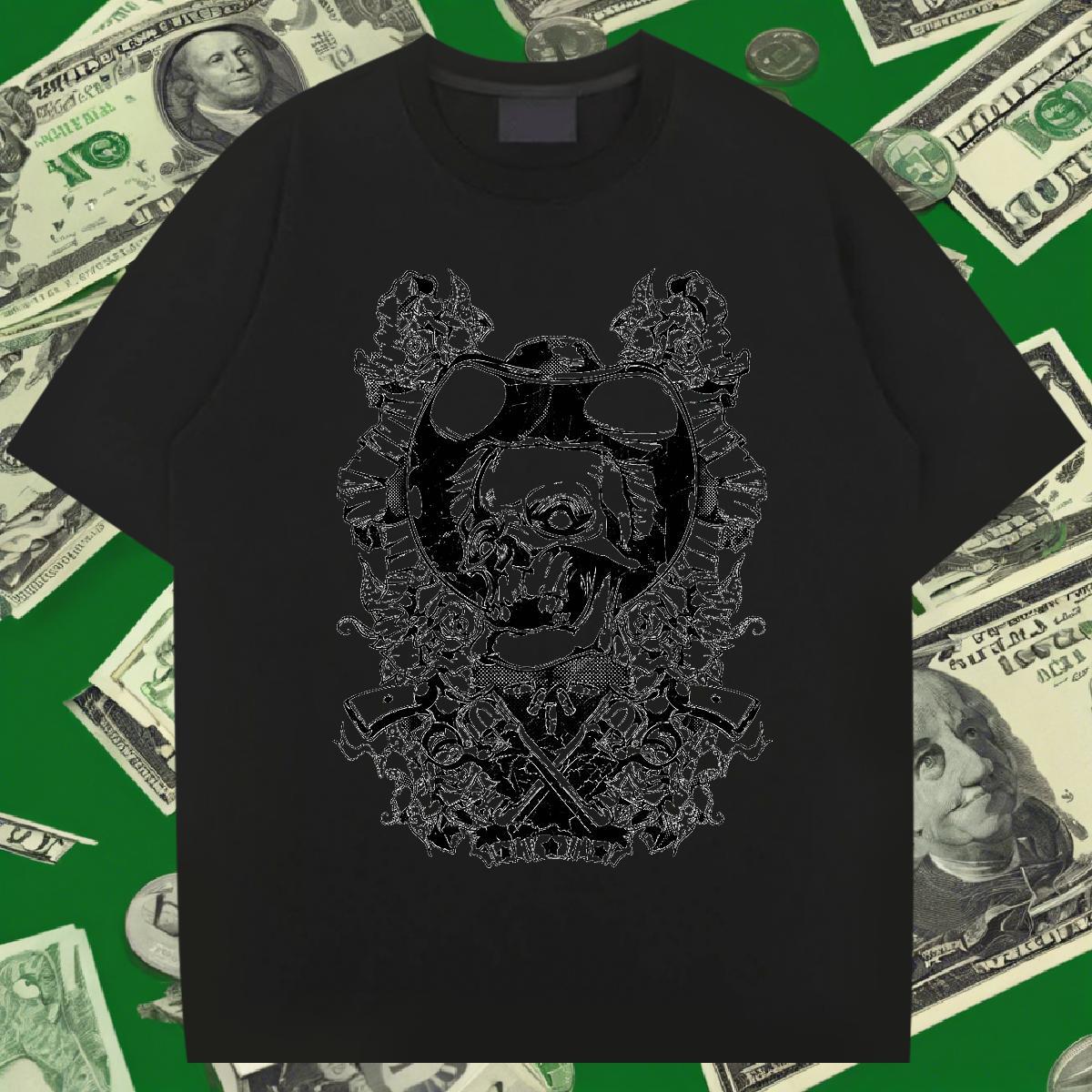 Popular Man T Shirts 230g 100% Cotton skull Street Casual Plus Size Cartoon Breathable Men Tshirts Fashion Casual Clothes
