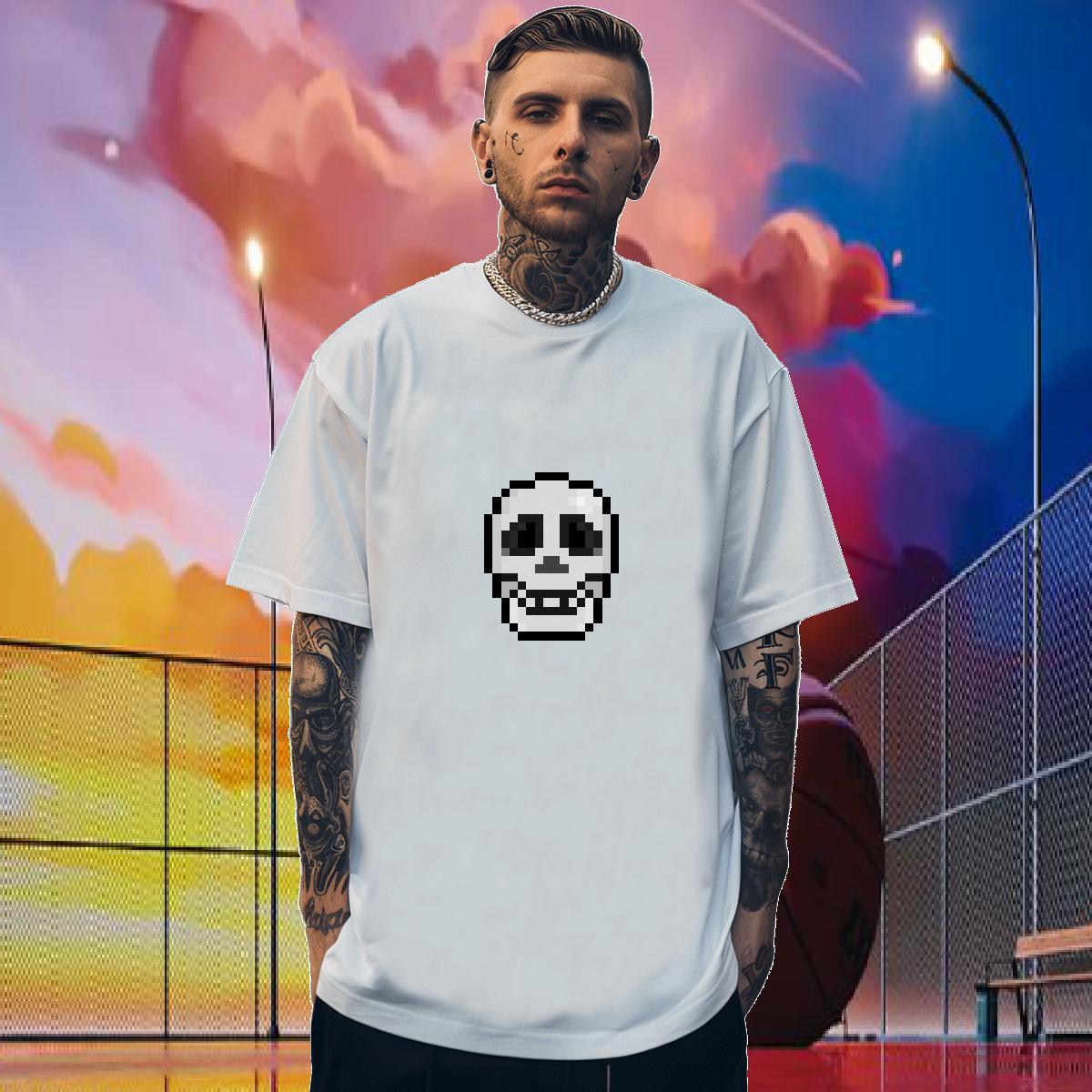 Designer Man T Shirts 230g 100% Cotton skull Casual Beach Custom Print Plus Size Breathable Crew Neck Men Tops Tees DIY Polos