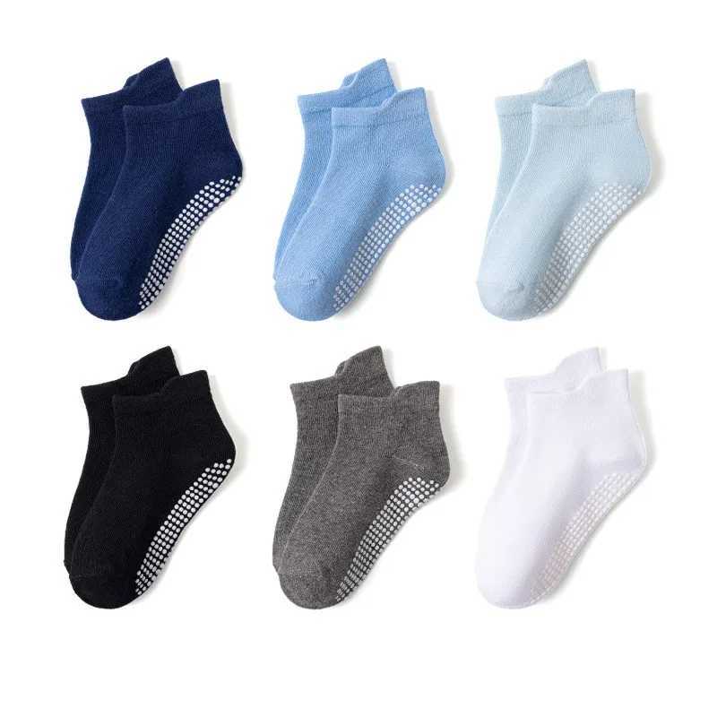 6 Pairs 0-5 Years Old Non-Slip Kids Socks with Grip Little Girls Boys Ankle Socks Infants Toddlers Children Floor Socks CL240824