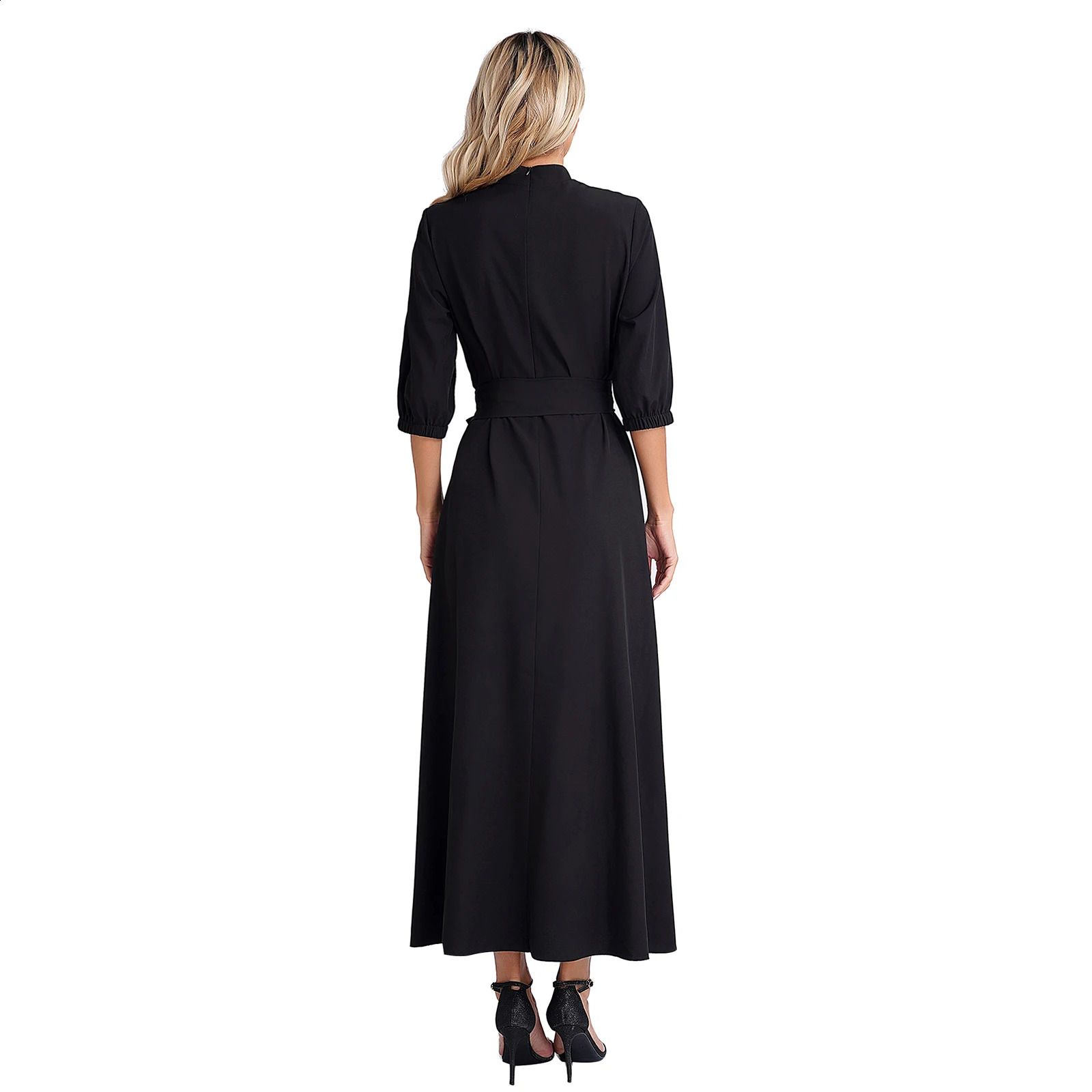 Womens Church Clergy Dress Minister Role Playing Theme Party Service Robe 34 Sleeves Swinging Long with Belt 240823