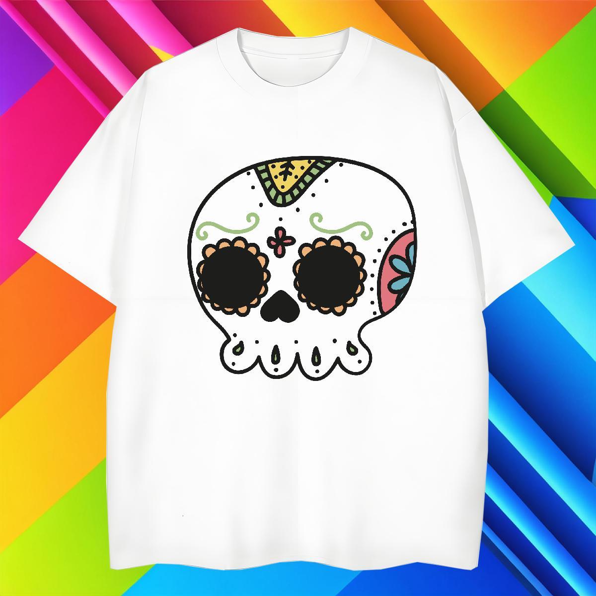 Cool Design T-Shirts 230g Cotton skull High Street Hip Hop DIY Printed Breathable Soft Men Clothes T-Shirt Wholesale Tee Shirt