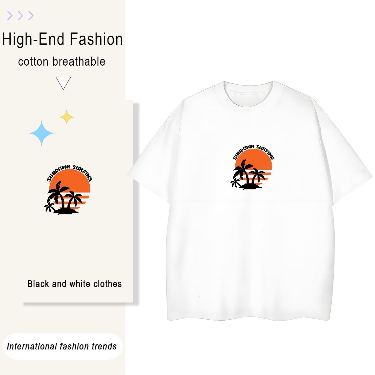 2024 DIY Men Tees sun Hip Hop Street 100% Cotton 230g Tops Tees Pure Cotton Popular T-Shirts White Plus Size