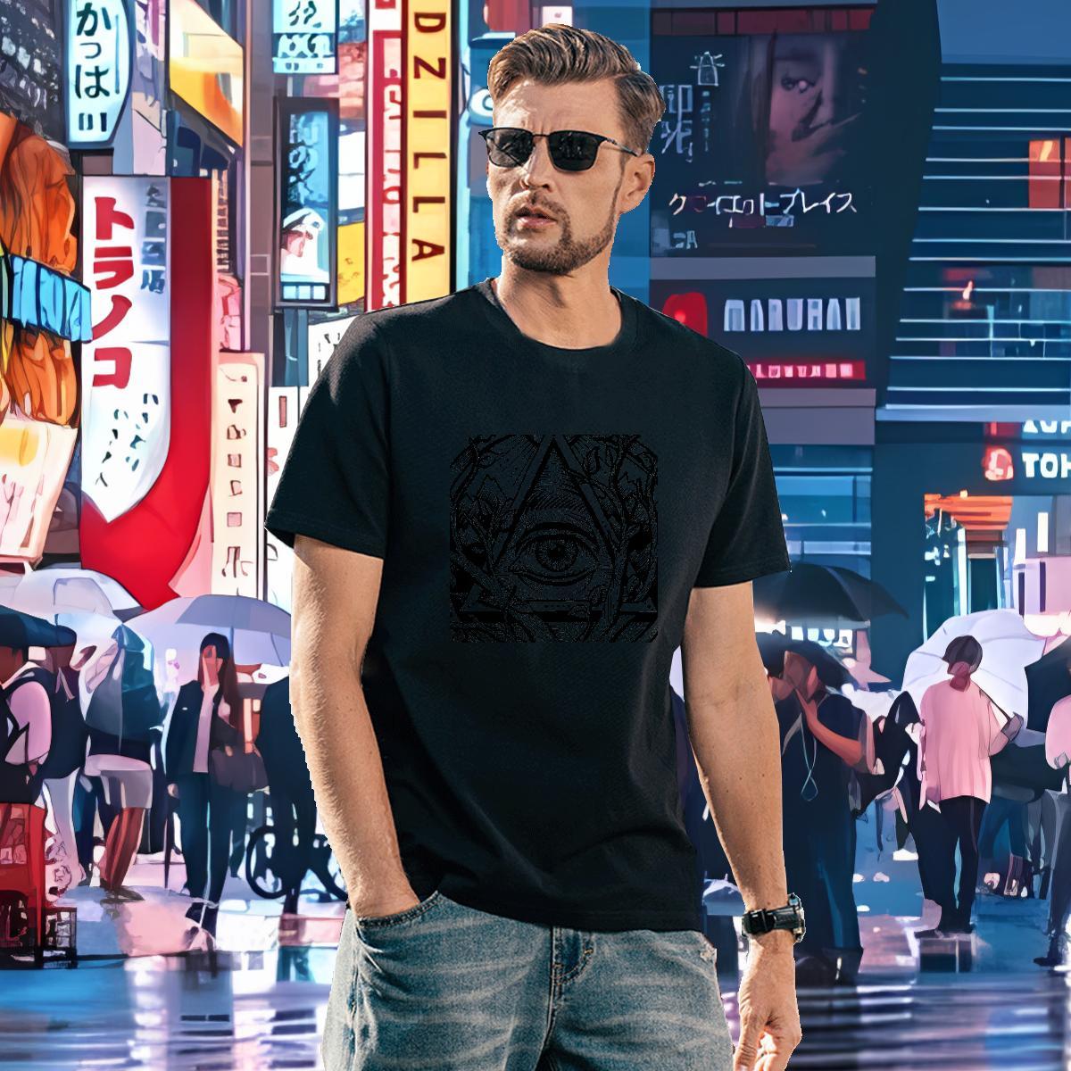 Classic T shirt 100% Cotton 230g eye of the devil Spring Summer Plus Size Custom Breathable Short Sleeve Men Tees DIY Customized Clothings