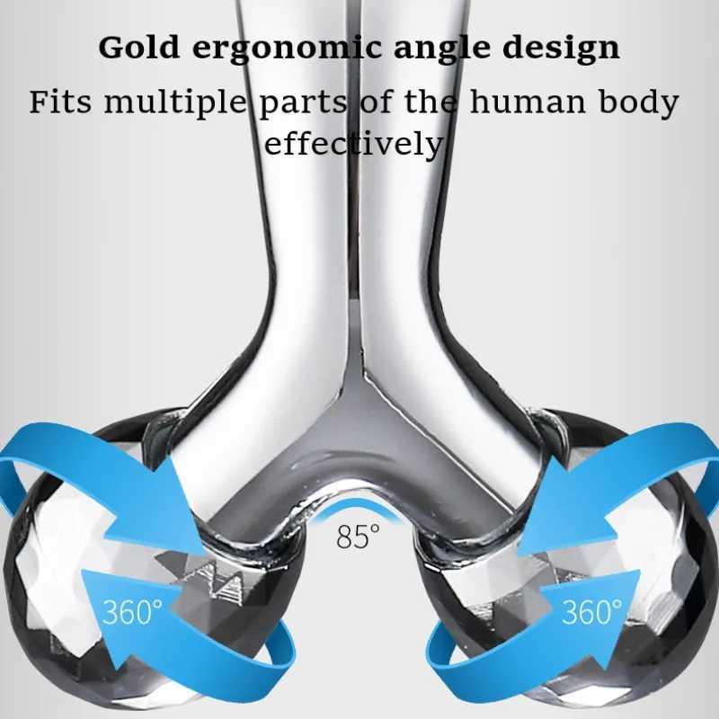3D Face lift Roller Massager Massage Instrument 360 Rotate Roller Massager Y Shape For Face Lifting Wrinkle Remover Silvery CL240824